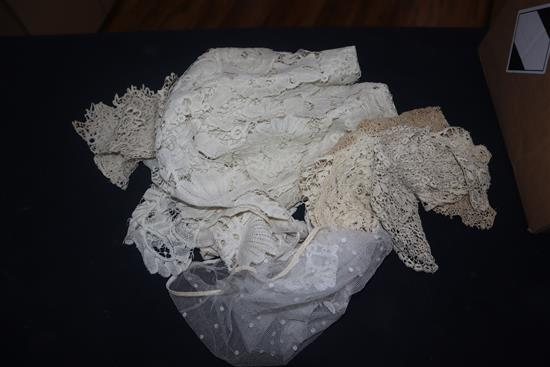 A collection of 19th century laces, tape lace, Irish crochet, Honiton, etc.